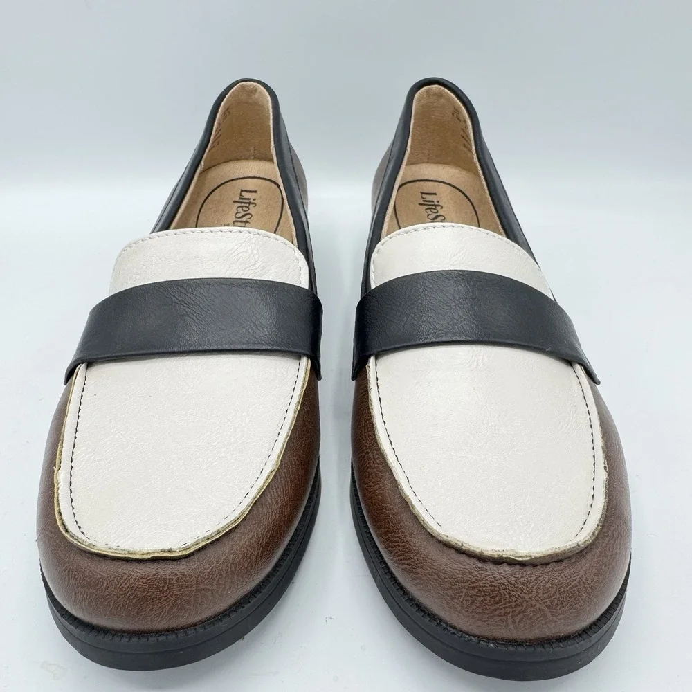 LifeStride Sonoma 2 Loafers Womens 6.5M Comfort Brown Black White Slip On